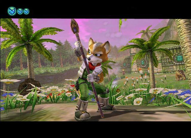 Fox McCloud holding his staff in Star Fox Adventures